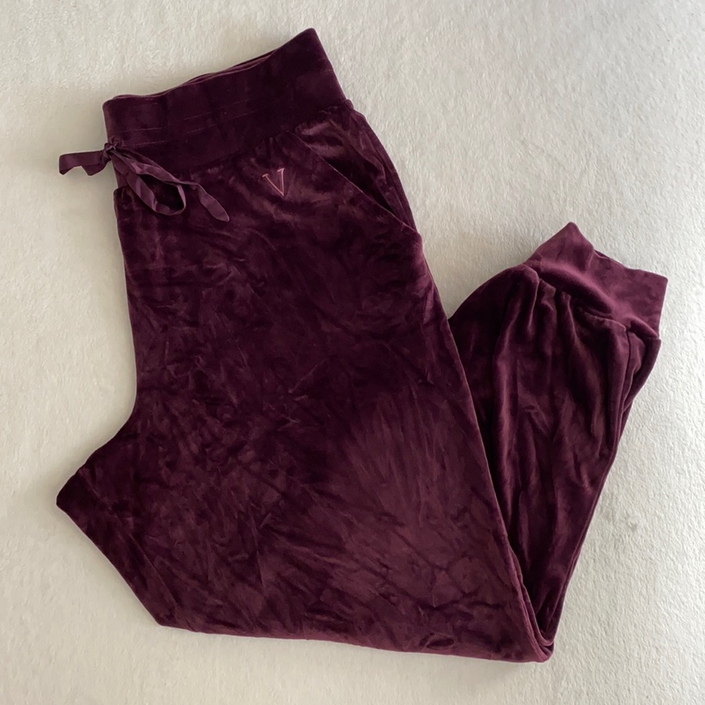 {VS} Victoria's Secret | Velour High Waist Joggers African Violet Purple (XL) - Picture 3 of 16